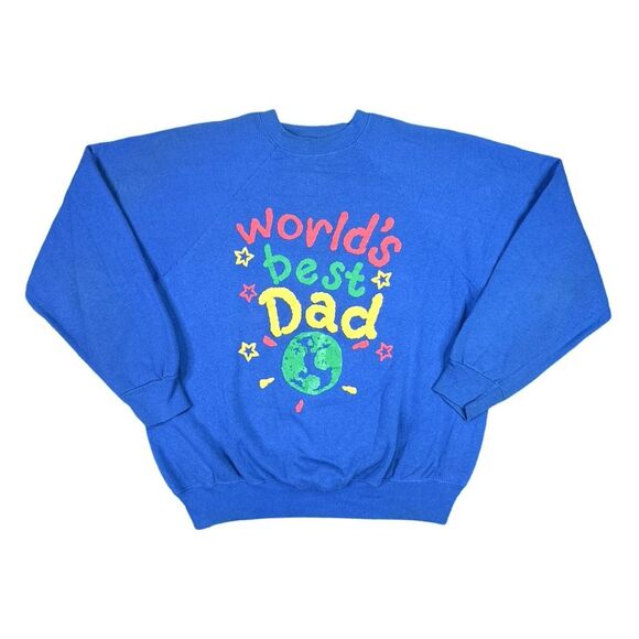 Vintage 80’s Tultex World’s Best Dad Crew Neck Sweatshirt - Size Large - Picture 1 of 7